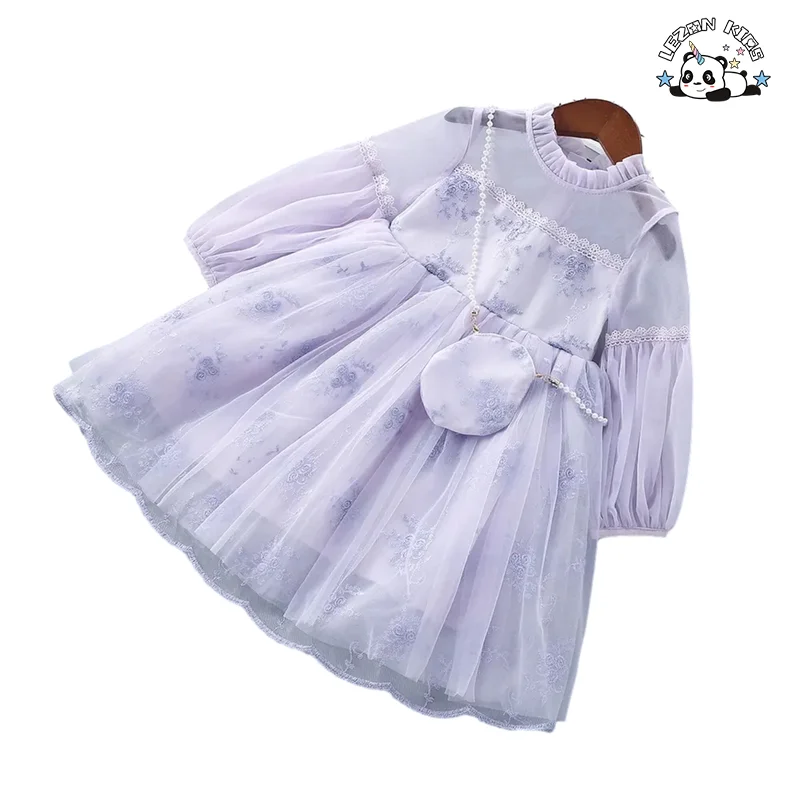LEZONKIDS - Spring and Autumn Dress Girl's Embroidered Gauze Skirt Princess Children's Dress